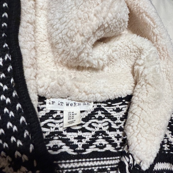IF IT WERE ME Anthropologie Sweater Hoodie Cotton Wool Cream Black Isle Medium - Picture 4 of 14